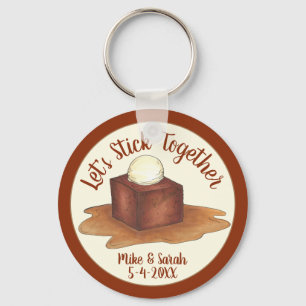 Verlovingsfeest Bruiloft Kleverige Toffee Pudding Sleutelhanger