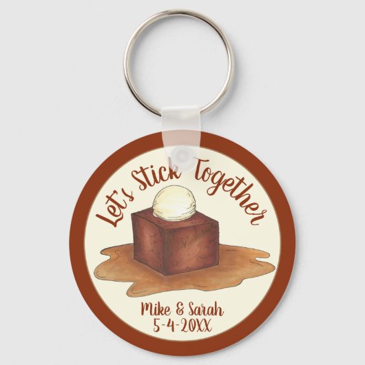 Verlovingsfeest Bruiloft Kleverige Toffee Pudding Sleutelhanger (Voorkant)