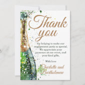 Verlovingsfeest bubbelfles bedankkaart (Voorkant)