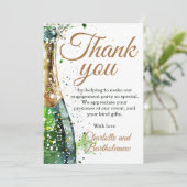 Verlovingsfeest bubbelfles bedankkaart (Staand voorkant)