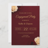 Verlovingsfeest Burgundy Rose Kaart (Voorkant)