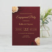 Verlovingsfeest Burgundy Rose Kaart (Staand voorkant)