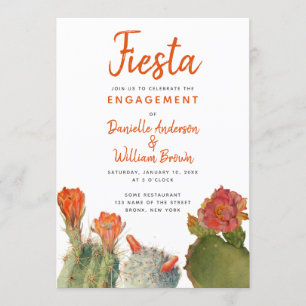 Verlovingsfeest Cactus Bloemen Waterverf Schrift Kaart