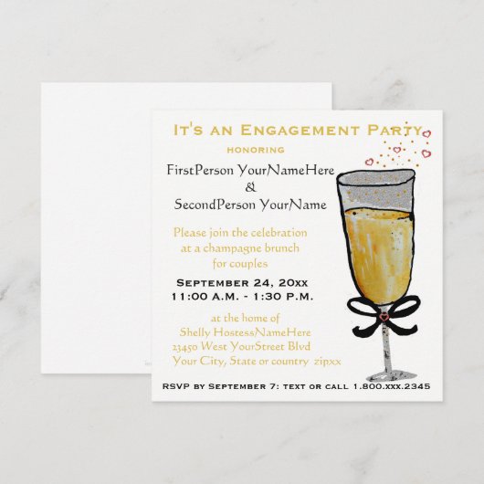 Verlovingsfeest Champagne Brunch Kaart (Voorkant / Achterkant)