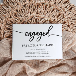 Verlovingsfeest Chic Calligrafie Zwart En Wit Kaart