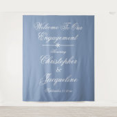 Verlovingsfeest Chic Dusty Blue Foto Achtergrond Wandkleed (Voorkant)