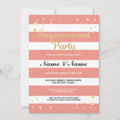 Verlovingsfeest Coral Stripe Gold Glitter Uitnodig Kaart (Voorkant)