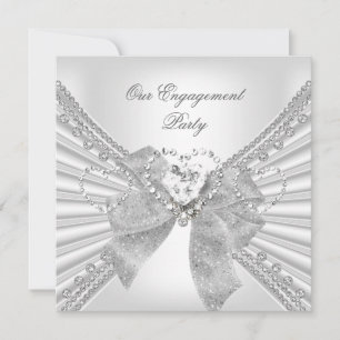 Verlovingsfeest Diamanten Hart Wit Zilveren Boog Kaart