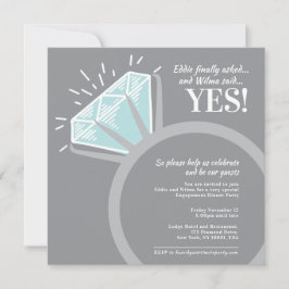 Verlovingsfeest diamanten ring grafische uitnodigi kaart