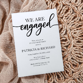 Verlovingsfeest Elegant Schrift Zwart En Wit Kaart
