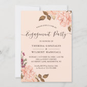 Verlovingsfeest Elegante Blush Gold Chic Floral Kaart (Voorkant)