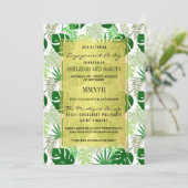 Verlovingsfeest | Exotische groene tropische blade Kaart (Staand voorkant)