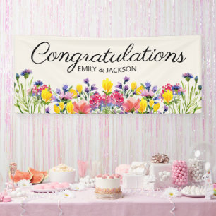 Verlovingsfeest Felicitaties Wilde Bloemen Spandoek