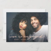 Verlovingsfeest | Foto en Faux Roos Gold Terug Kaart (Voorkant)