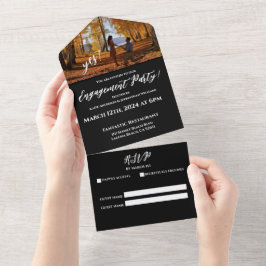 Verlovingsfeest-foto-herfst Lake Achtergrond- All In One Uitnodiging