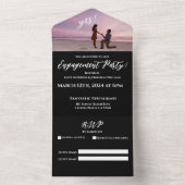 Verlovingsfeest-foto-zonsondergang strand achtergr all in one uitnodiging (Binnen)