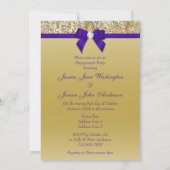 Verlovingsfeest Gold Sequins Royal Paarse Bow Kaart (Achterkant)