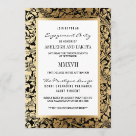 Verlovingsfeest | Golden Floral Damask op Black Kaart