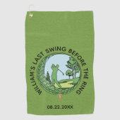 Verlovingsfeest Golfer Naam Laatste Swing Golfhanddoek (Voorkant)