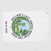 Verlovingsfeest Golfer Naam Laatste Swing Golfhanddoek (Horizontaal)