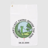Verlovingsfeest Golfer Naam Laatste Swing Golfhanddoek (Voorkant)