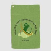 Verlovingsfeest Golfer Naam Laatste Swing Golfhanddoek (Voorkant)