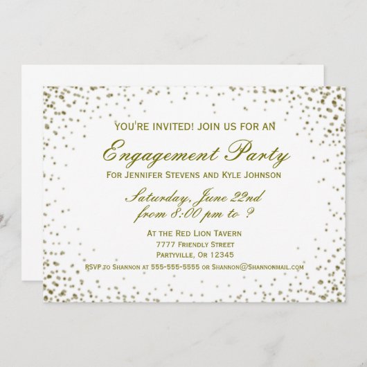 Verlovingsfeest | GoudConfetti Kaart (Voorkant / Achterkant)