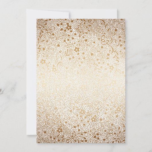 Verlovingsfeest Gouden Bloemen  Wit Kaart (Achterkant)