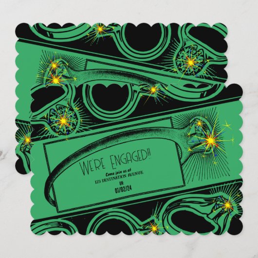 Verlovingsfeest (groene versie) kaart (Voorkant / Achterkant)