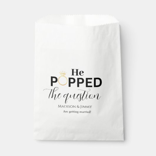 Verlovingsfeest gunst, hij stelde de vraag bedankzakje (Voorkant)