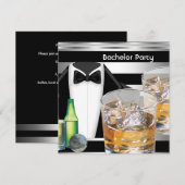 Verlovingsfeest Heren Dranken Tuxedo Zwart Zilver Kaart (Voorkant / Achterkant)