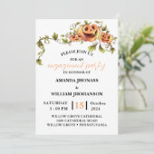 verlovingsfeest herfst halloween enge pompoen kaart (Staand voorkant)