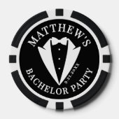 Verlovingsfeest in zwart-wit smoking poker chips (Voorkant)