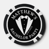 Verlovingsfeest in zwart-wit smoking poker chips (Achterkant)