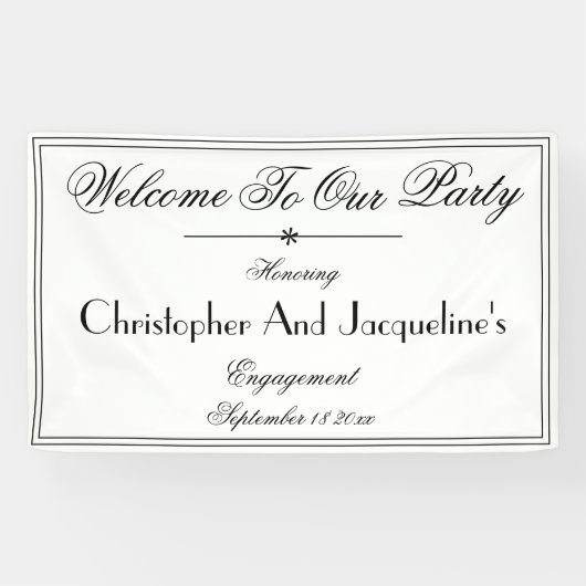 Verlovingsfeest Klassiek Chic Aangepaste Namen Wel Spandoek (Horizontaal)