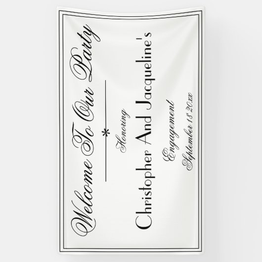 Verlovingsfeest Klassiek Chic Aangepaste Namen Wel Spandoek (Verticaal)