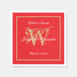 Verlovingsfeest Klassieke Monogram Chic Rode Papie Servet