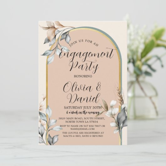 Verlovingsfeest Koppels Douche Neutrals Romantisch Kaart (Staand voorkant)