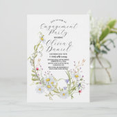 Verlovingsfeest Koppels Douche Wildbloemen Lente Kaart (Staand voorkant)