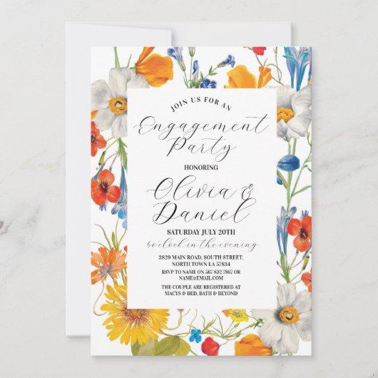 Verlovingsfeest Koppels Douche Zomer Bloemen Kaart (Voorkant)