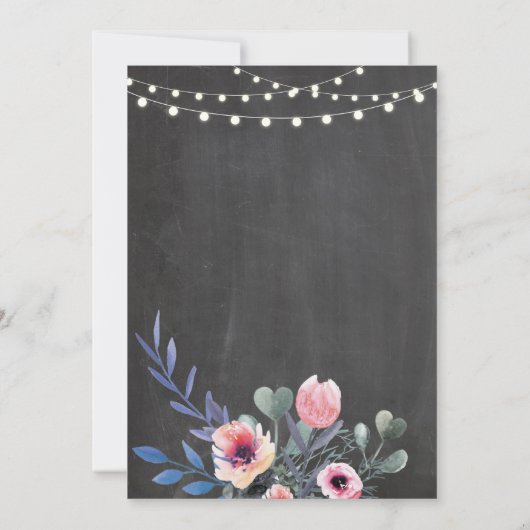 Verlovingsfeest Krijt Lichten Bloemen Uitnodigen Kaart (Achterkant)