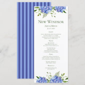 Verlovingsfeest met Blauwe Hortensia's Menu (Voorkant / Achterkant)