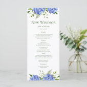 Verlovingsfeest met Blauwe Hortensia's Menu (Staand voorkant)