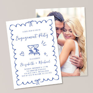 Verlovingsfeest met Fantasievol Golvend Blauw Fram Kaart