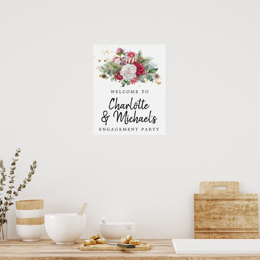 Verlovingsfeest met Hulst Roze Goud Poster (Keuken)