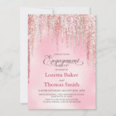 Verlovingsfeest met roze glitter kaart (Voorkant)
