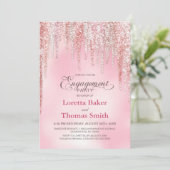 Verlovingsfeest met roze glitter kaart (Staand voorkant)