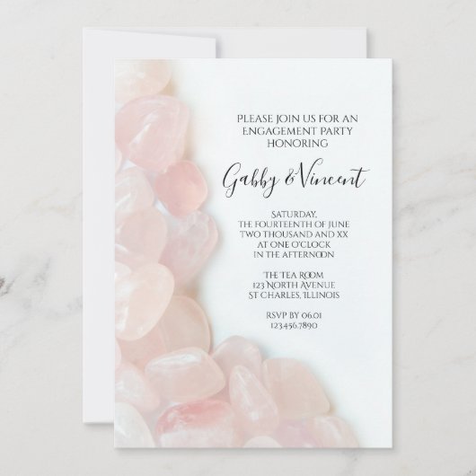 Verlovingsfeest met Roze Rozenkwarts Kaart