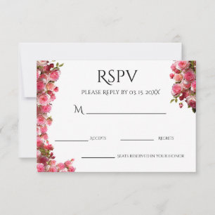 Verlovingsfeest met waterverf bloemen in blosroze RSVP kaartje