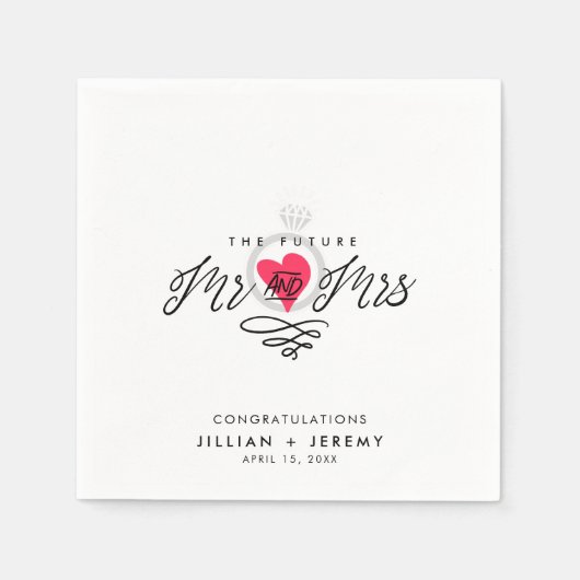 Verlovingsfeest mevrouw en mevrouw Napkins Servet (Voorkant)